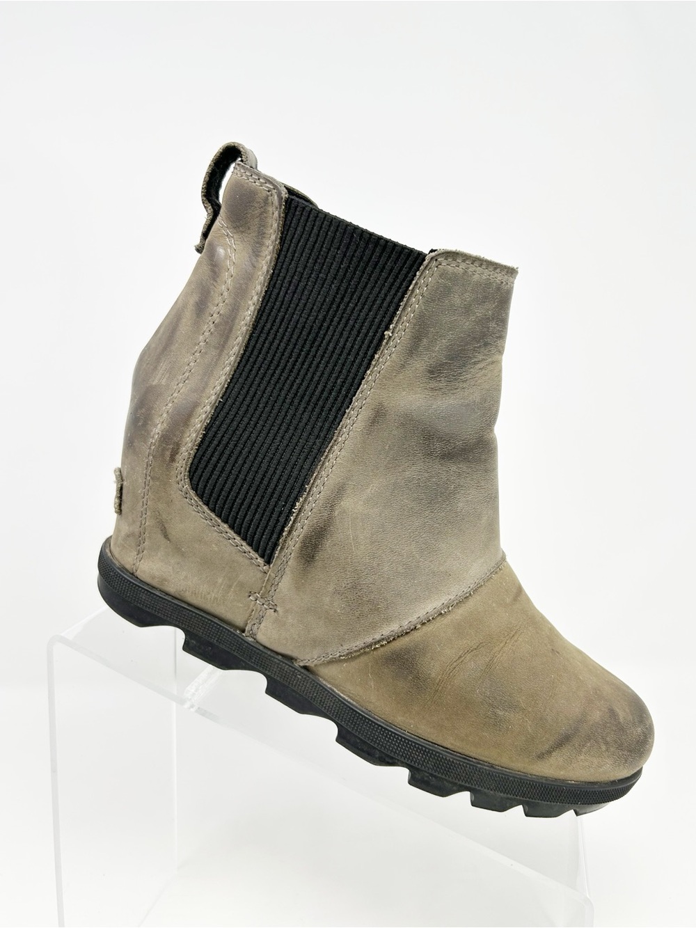 Sorel Joan of Arctic Wedge II Chelsea Womens Ankle Boots Gray Lug Sole Size 7